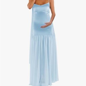 Elegant Light Blue Maternity Gown